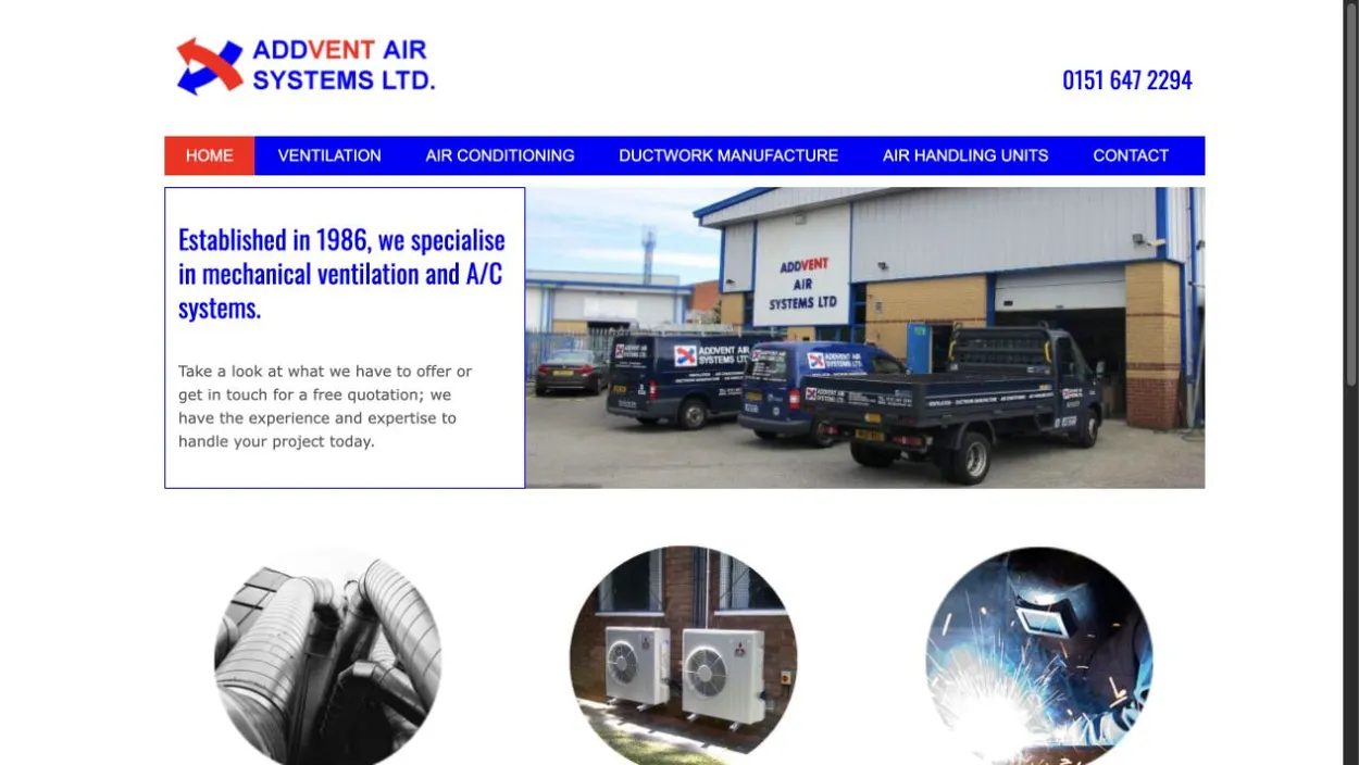 Addvent Air Systems website