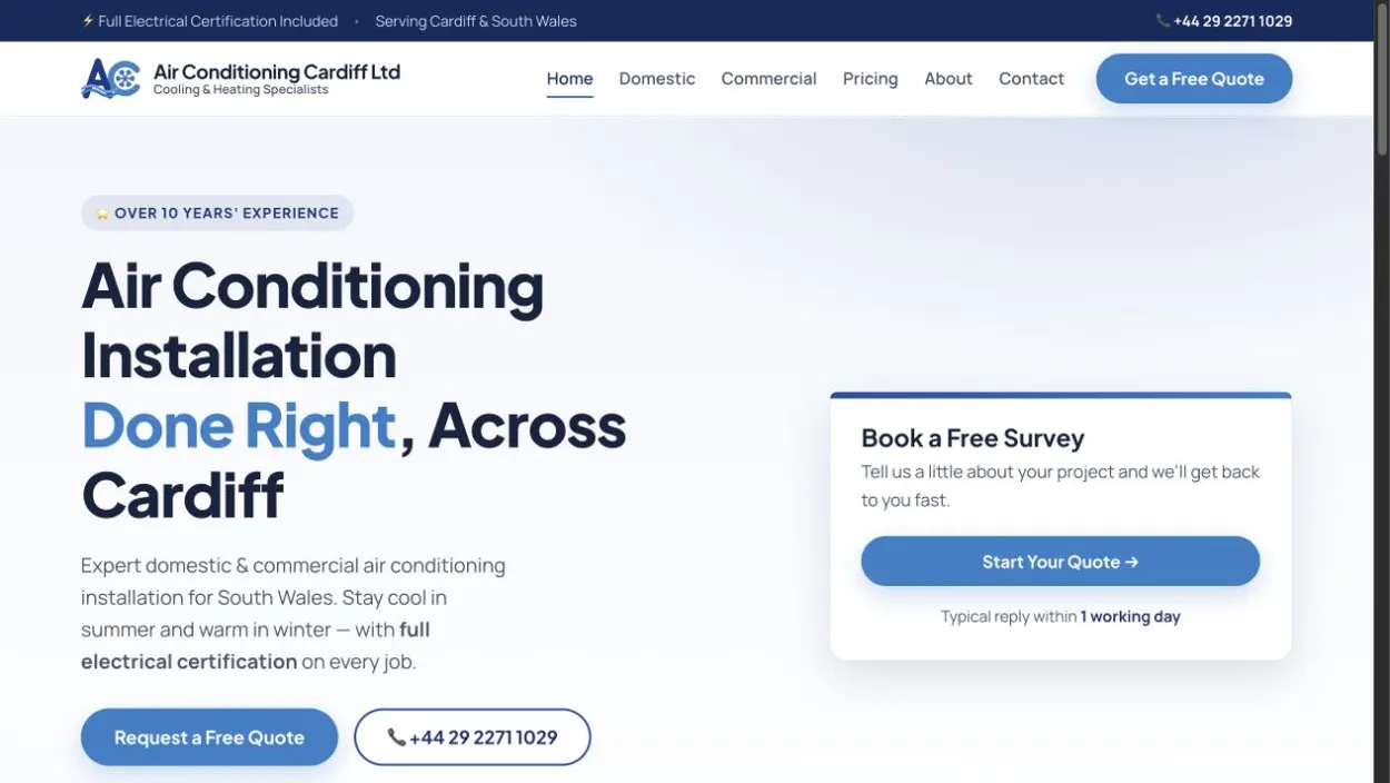 Air Conditioning Cardiff website