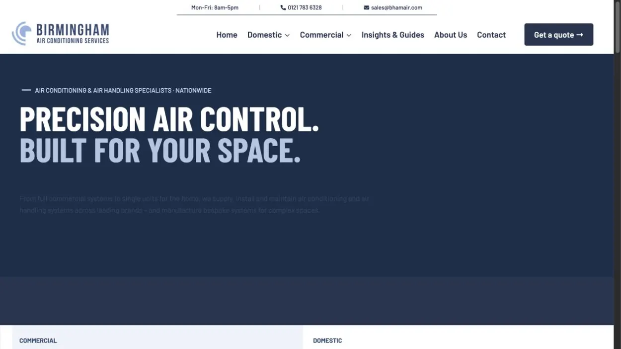 Birmingham Air Conditioning Services website