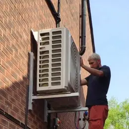 Outdoor air-conditioning equipment installed at a South Yorkshire house