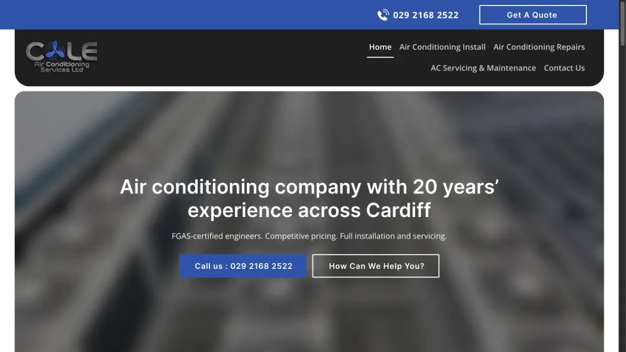 Cole Air Conditioning Services website