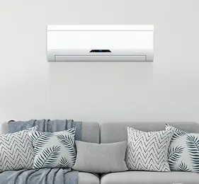 Air conditioning unit above a sofa