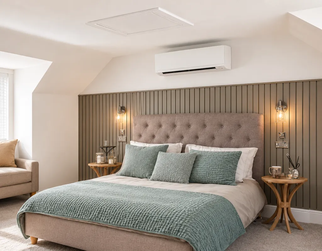 modern bedroom with aircon