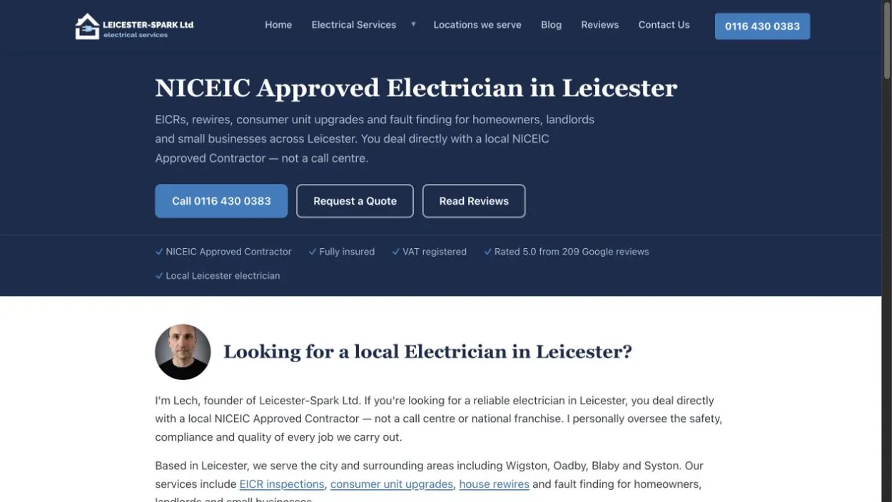 Leicester-Spark website
