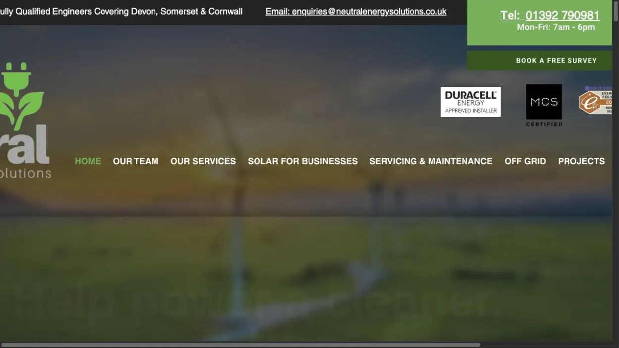 Neutral Energy Solutions website