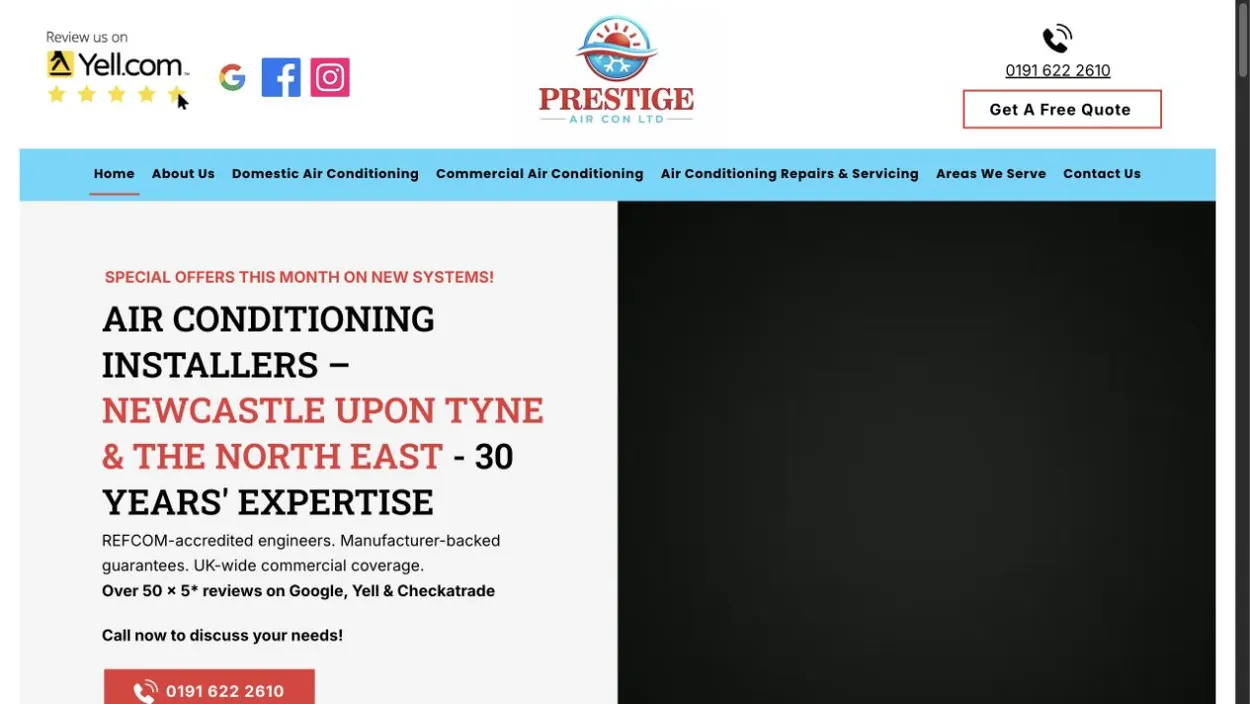 Prestige Air Con website