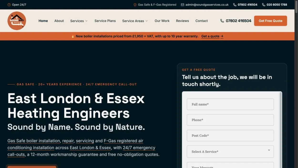 Sound Gas Services website