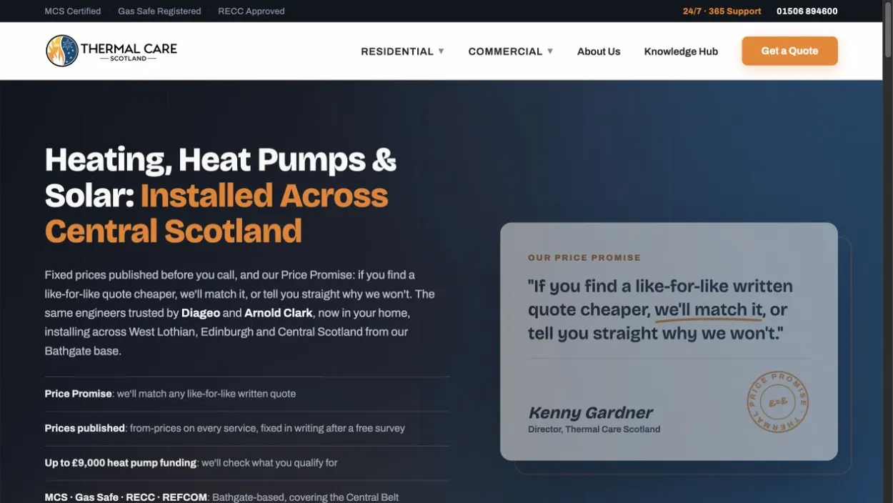 Thermal Care Scotland website