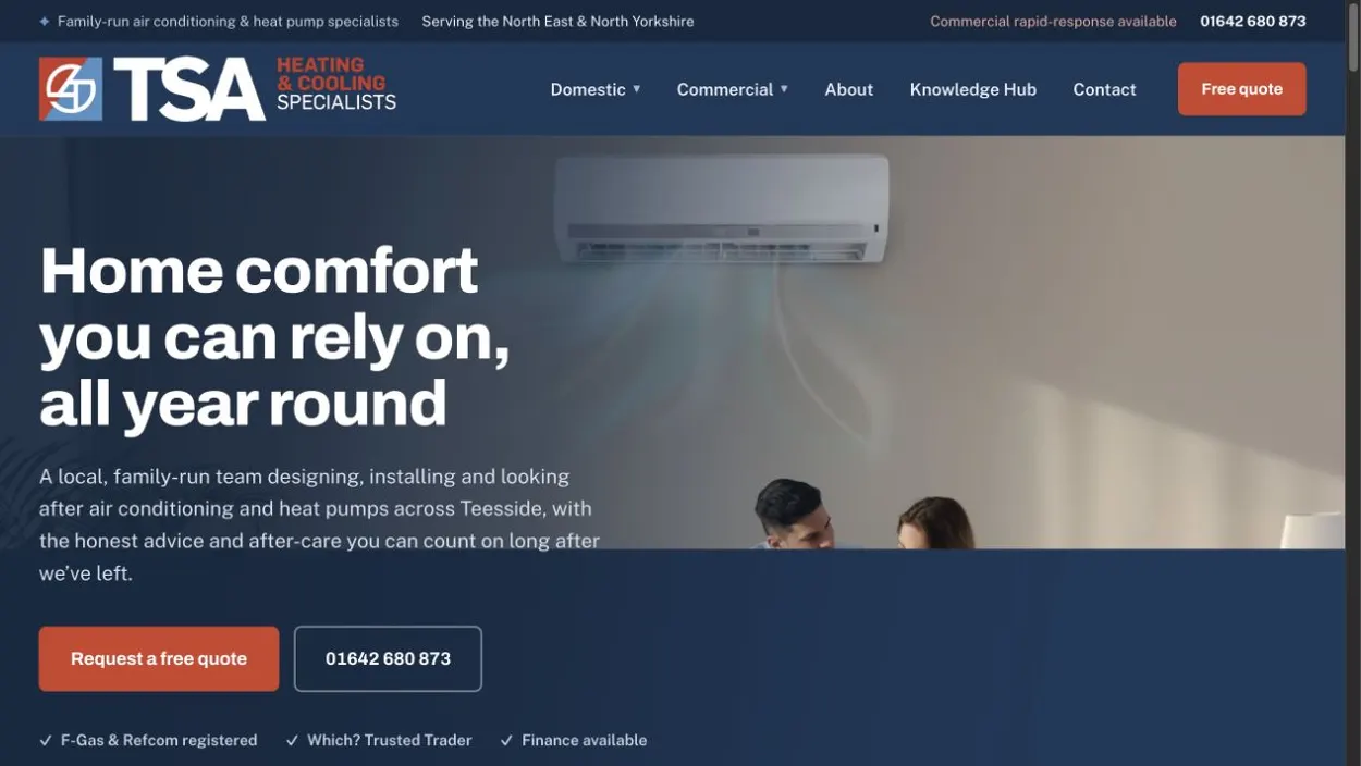 TSA Heating and Cooling Specialists website